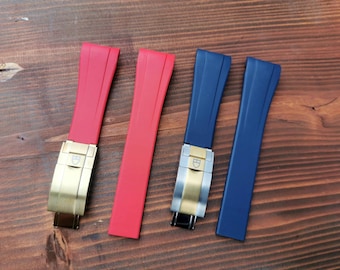 Curved FKM Rubber Strap for 41mm Tudor Black Bay BB41 Panda - 21mm