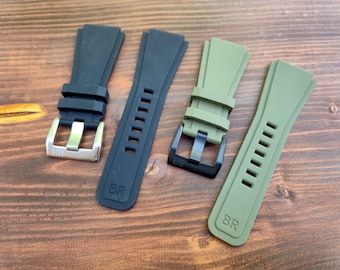 Bell & Ross BR01/BR03 ウォッチ用 FKM ラバーストラップ - 32 x 24 mm