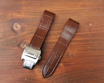 Pasek skórzany do zegarka Cartier Santos 100 - 20 mm/23 mm/25 mm