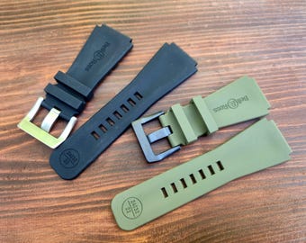 Bell & Ross BR01/BR03 ウォッチ用 FKM ラバーバンド - 32 x 24 mm