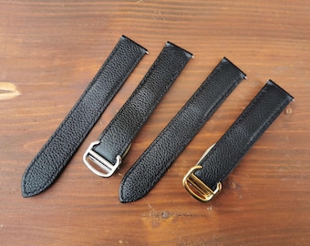 Pasek ze skóry licowej do zegarka Cartier Tank Solo/London - 16-25 mm z szybkim zapięciem
