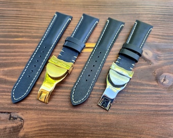 Pasek skórzany do zegarka Tudor 41 mm Black Bay/Pelagos - 22 mm