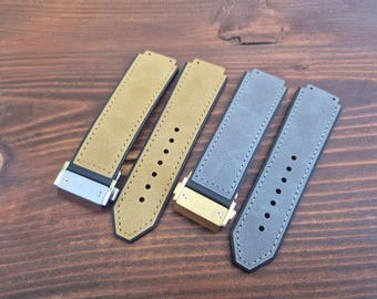 Suede Leather & Rubber Strap for Hublot Big Bang Series Watch - 25x19mm