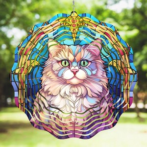 Grumpy Cat Inspired 3D Metal Hanging Spinner for Outdoor Garden Décor