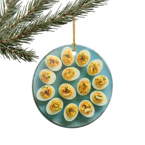 Ornement d'oeufs à la diable, ornement de cuisine drôle, cadeau de chef, arbre de gourmet oeuf à la diable