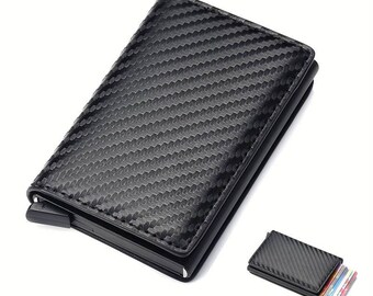 Credit Card Holder Men Wallet RFID Aluminium Box Bank PU Leather Wallet With Money Clip Designer Cardholder