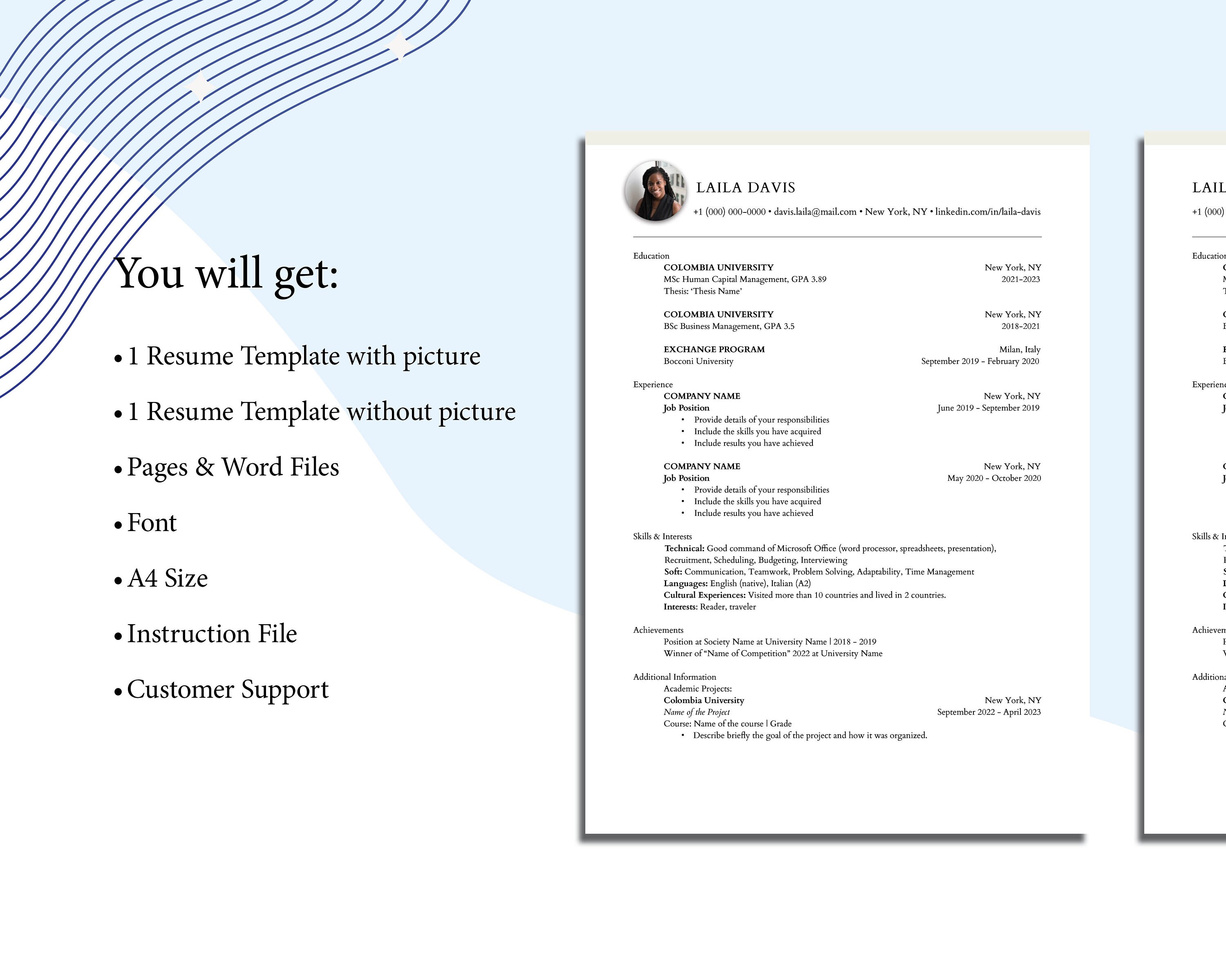 CV Template for Students Word Pages Minimalist Resume Template Simple