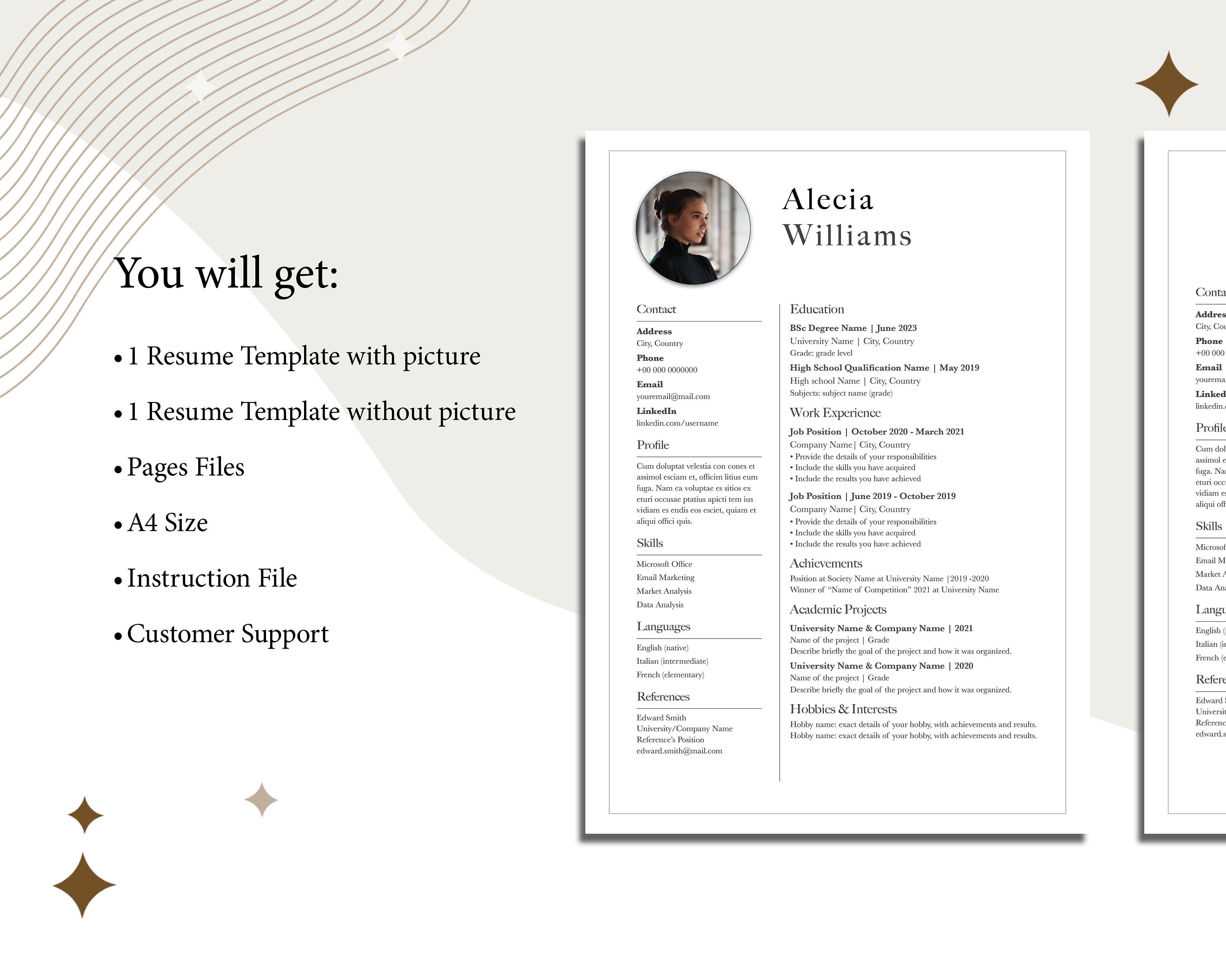 Simple CV Template for Students Pages | Minimalist Resume Template