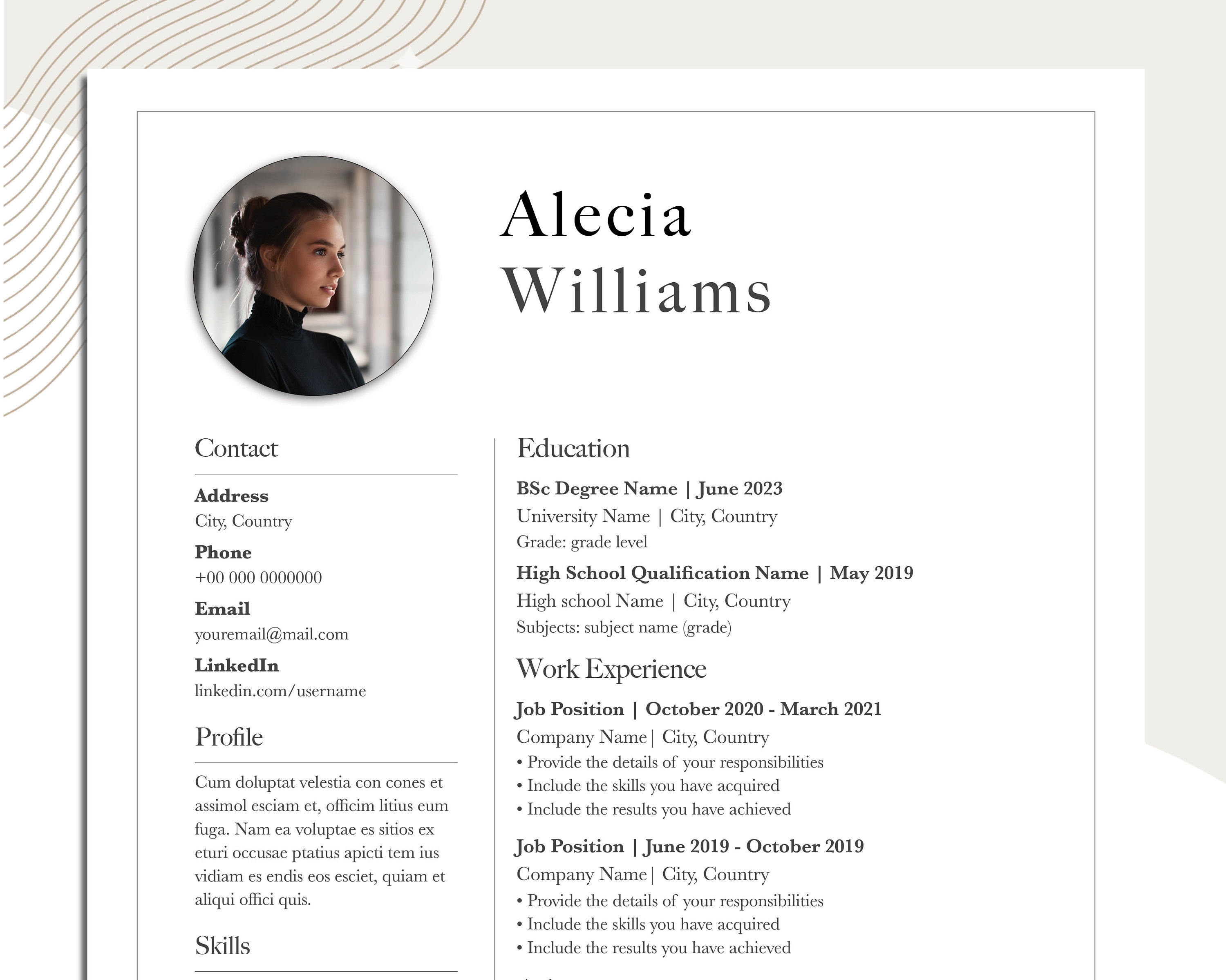 Simple CV Template for Students Pages | Minimalist Resume Template