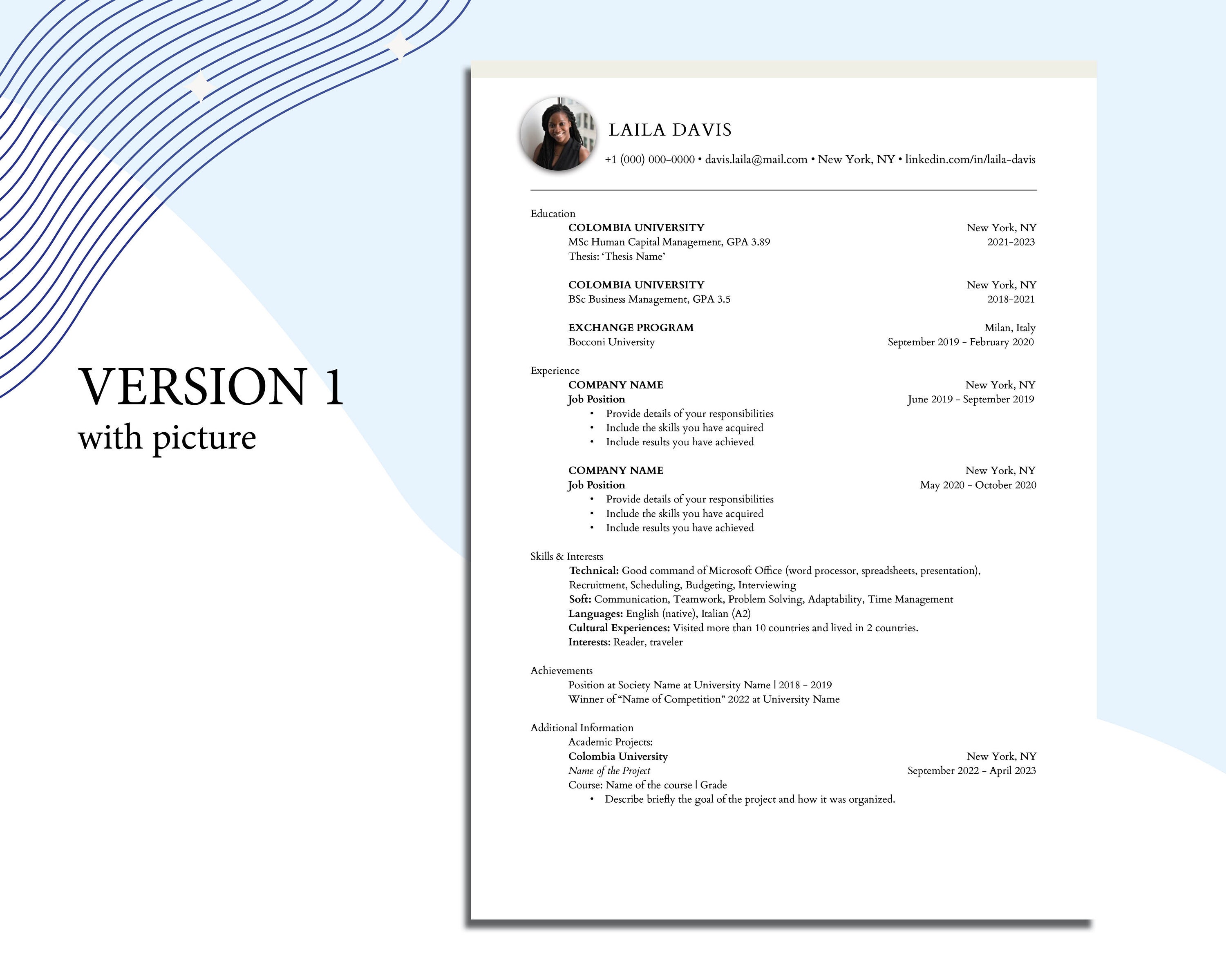 CV Template for Students Word Pages Minimalist Resume Template Simple