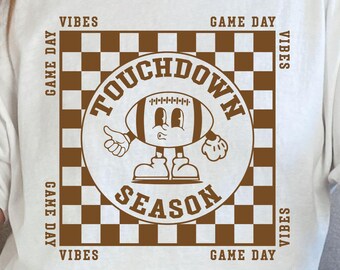 Retro Touchdown Season Svg, Football Svg, Touch Down Football Svg, Football Vibes Svg, Touchdown Season Svg, Game Day Football Svg