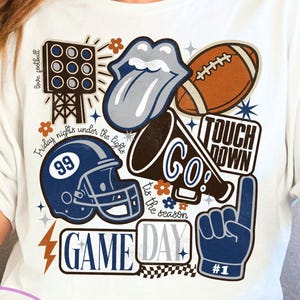 Retro Football Collage PNG: Game Day Sublimation Design (Digital Download)