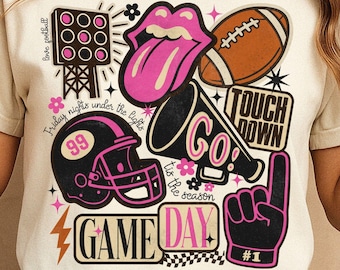 Girly Fußball PNG: Pink & Schwarz Collage, Sublimationsdesign (Digitaler Download