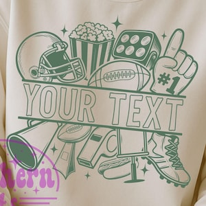 Cadre de texte personnalisé football SVG PNG, monogramme de football Png, sublimation de saison de football, touché Png, football rétro Png, football Svg