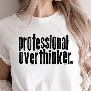 Professional Overthinker Typography png, overthinker pink png, retro arch png, arch, varsity, mental health png, Funny popular png file