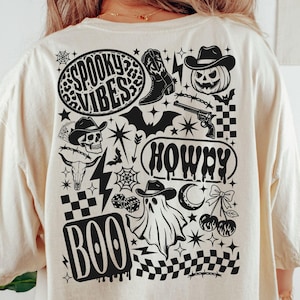 Retro Western Halloween PNG, Halloween Png, Howdy Pumpkin Png, Spooky Vibes Sublimation Design, Halloween Season Png, Ghouls Ghost Png, Boo