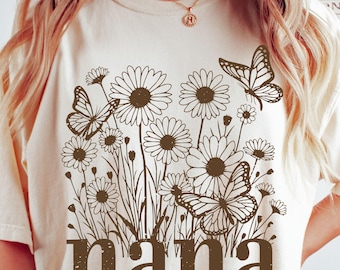 Floral Nana PNG, Nana PNG, Mothers Day Png, Nana Sublimation Design, Nana Flower Png, nana vintage Png, Retro Grandma Botanic Boho Floral