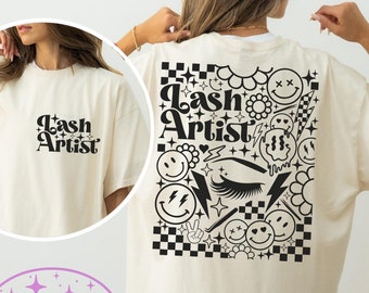 Lash Artist SVG, Retro Lash Artist Svg Svg, Trendy Lash Svg, Lash Tech Svg, Front and Back Lash Artist Svg, Smile Face Lash Artist Svg