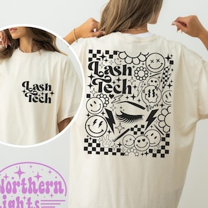 Lash Tech SVG, Retro Lash Tech Svg Svg, Trendy Lash Svg, Lash Artist Svg, voor- en achterkant Lash Tech Svg, Smile Face Lash Artist Svg