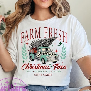 Farm Fresh Christmas Trees PNG, Christmas Sublimation Design, Christmas Truck Png, Christmas Tree Png, Retro Christmas Png