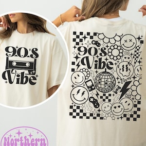 90's Vibe SVG, Retro Vibe Svg, 90's Party Svg, nostalgie Svg, voor- en achterkant Svg, Smile Face Svg, jaren 1990 Svg