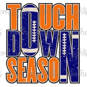 Touchdown Season Navy and Orange Png, Football Sublimation Design, Football Season Png, Touchdown Png, Retro Game Day Navy and Orange Png