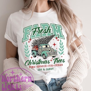 Farm Fresh Christmas Trees PNG,  Retro Christmas Sublimation Design, Christmas Truck Png, Christmas Tree Png, Vintage Christmas Png