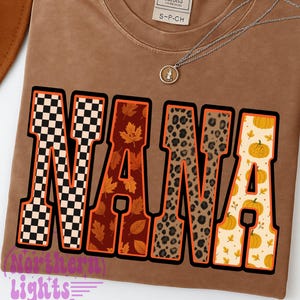 Checkered Fall Nana Png, Autumn Png, Fall Png, Retro Fall Nana Sublimation Design, Fall Season Png, Leopard Fall Png, Preppy Grandma Png