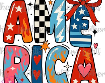 Retro America Coquette PNG, Preppy America Png, 4th Of July Png, Checkered Usa Png, Memorial day Png, Independence Day Png, Patriotic Png