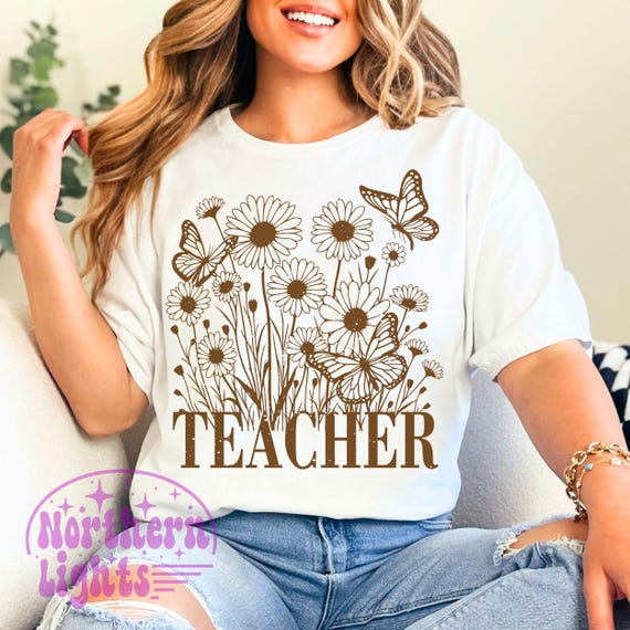 Floral Boho Teacher PNG, Teacher Sublimation Design, Groovy Teacher Png, School Teacher Png, Digital Download, Flowers Teacher Png