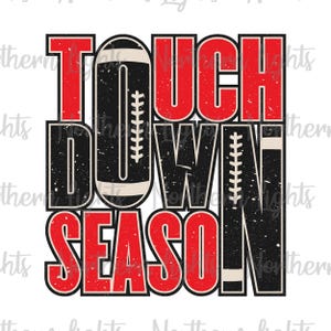 Retro Touchdown Temporada Vermelho e Preto Png, Design de Sublimação de Futebol, Temporada de Futebol Png, Touchdown Png, Dia do Jogo Vermelho e Preto Png