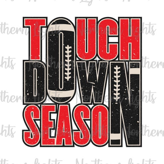 Retro Touchdown Season Red and Black Png, Football Sublimation Design, Football Season Png, Touchdown Png, Game Day Red and Black Png
