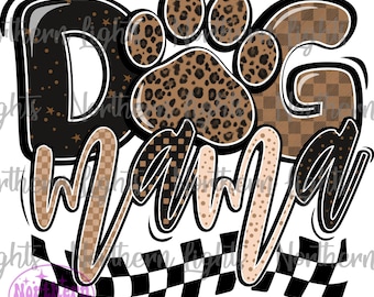 Dog Mama Leopard geruit png: sublimatieontwerp (digitale download)
