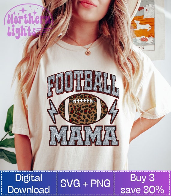 Football Mama Png, Retro Mama Silver and Maroon Sublimation Design,  Leopard Football Mom Png, Football Mom Maroon Glitter Png