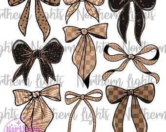 Coquette Checkered Leopard Bows PNG: Retro Girl Designs (Digital Download)