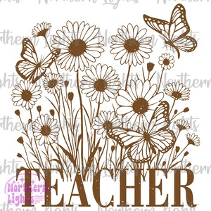 Floral Boho Teacher PNG, Teacher Sublimation Design, Groovy Teacher Png, School Teacher Png, Digital Download, Flowers Teacher Png