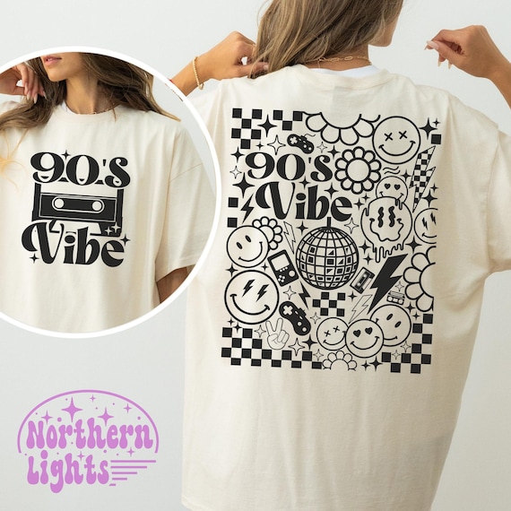 90's Vibe SVG, Retro Vibe Svg, 90's Party Svg, Nostalgia Svg, Front and Back Svg, Smile Face Svg, 1990s Svg