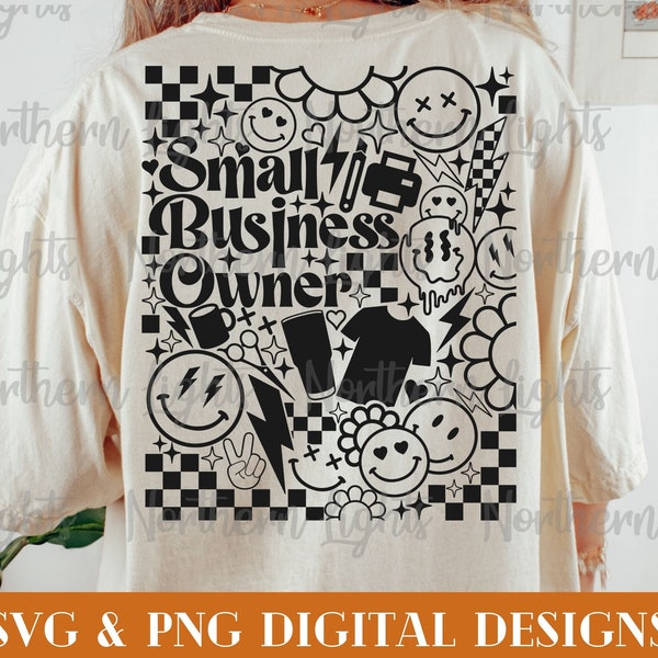 Retro Small Business Owner SVG, Business Svg, Small Business Owner Sublimation Design Png, Retro Smile Face Svg, Front and Back Svg