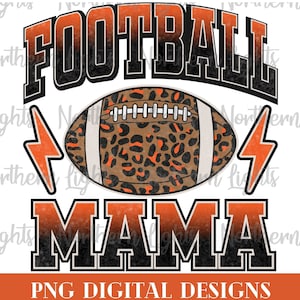 Football Mama Png, Retro Football Mama Orange Sublimation Design, Football Mom Png, Football Leopard Png, Football Mom Orange Png