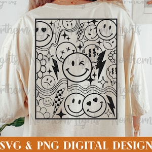 Retro Smile Face SVG PNG Design, Retro Design for Cricut, Front and Back Vintage Svg