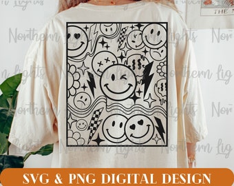 Retro Smile Face SVG PNG Design, Retro Design for Cricut, Front and Back Vintage Svg