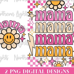 Retro mama png, mama-sublimatieontwerp, voor- en achterkant mama-ontwerp png, digitale download, mama png