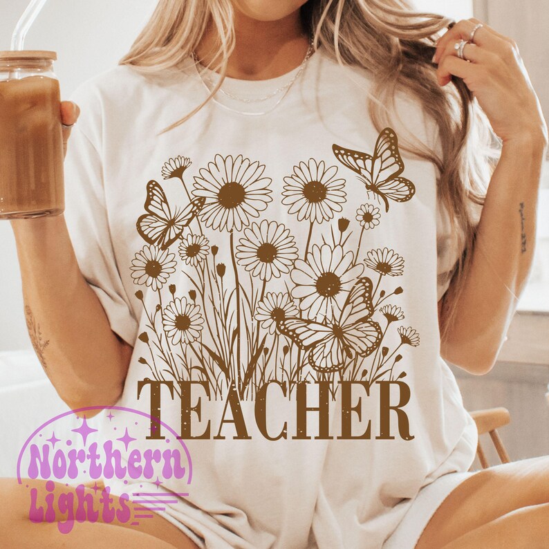 Floral Boho Teacher PNG, Teacher Sublimation Design, Groovy Teacher Png, School Teacher Png, Digital Download, Flowers Teacher Png