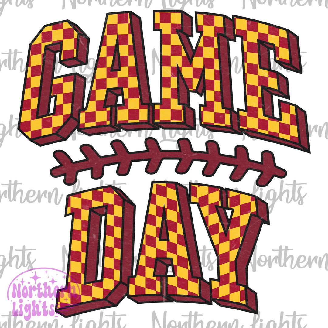 Retro Checkered Football PNG: Game Day Sublimation Design (digital ...