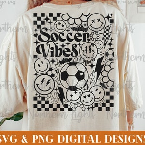 Retro Soccer Vibes Svg, Futebol Svg, Frente e Verso Futebol Svg, Download Digital, Soccer Vibes Svg, Sorriso Rosto Futebol Svg