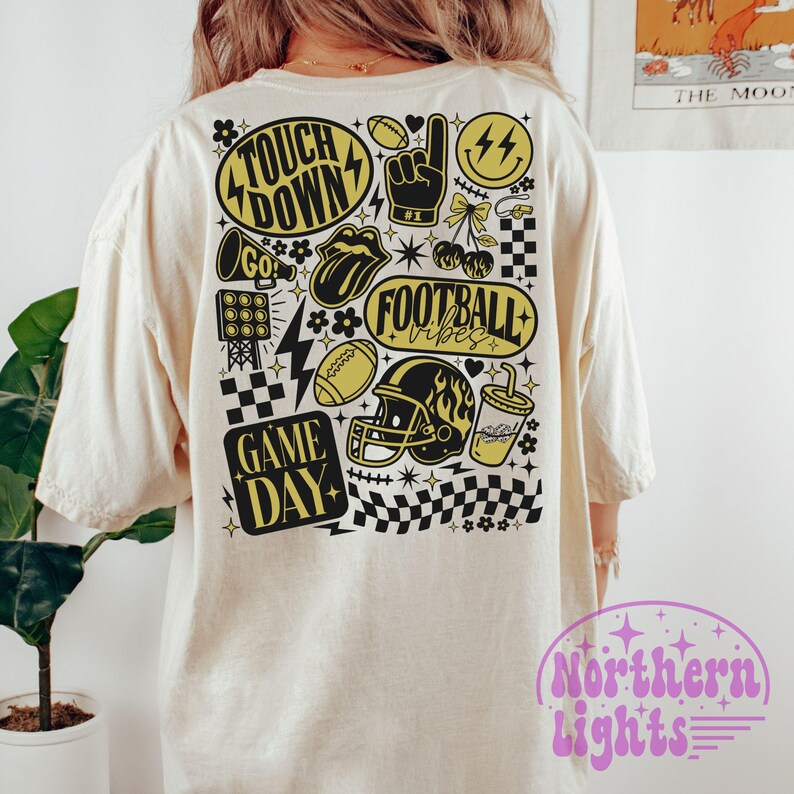 Football Vegas Gold PNG, Retro Football Season Sublimation Design, Trendy Football Png, Game Day Png, Touchdown Png, Vintage Football Vibes Png