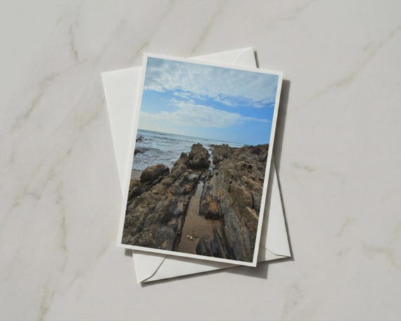 Rocky Coastline Card, Coastal Landscape Greeting, Seaside Rock Pools Photo | FSC 250Gsm Matte | A6 105X148Mm