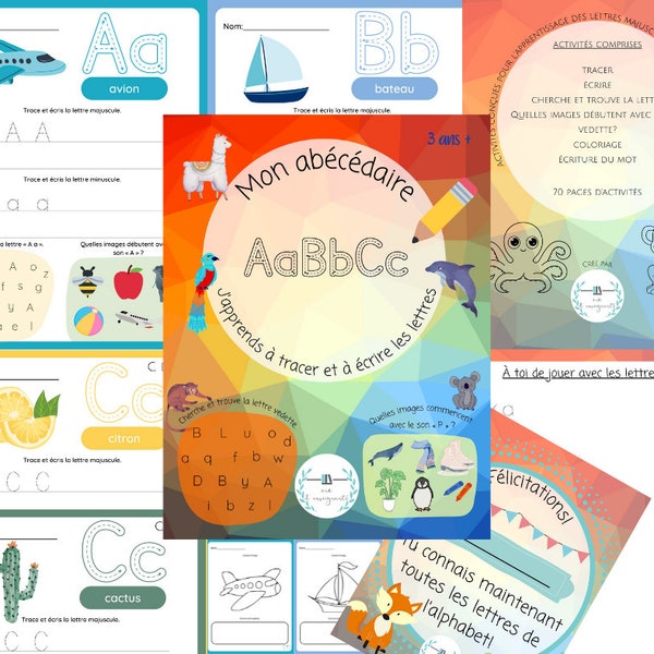 Mon abécédaire - J'apprends à tracer et à écrire les lettres de l'alphabet - French letter tracing alphabet