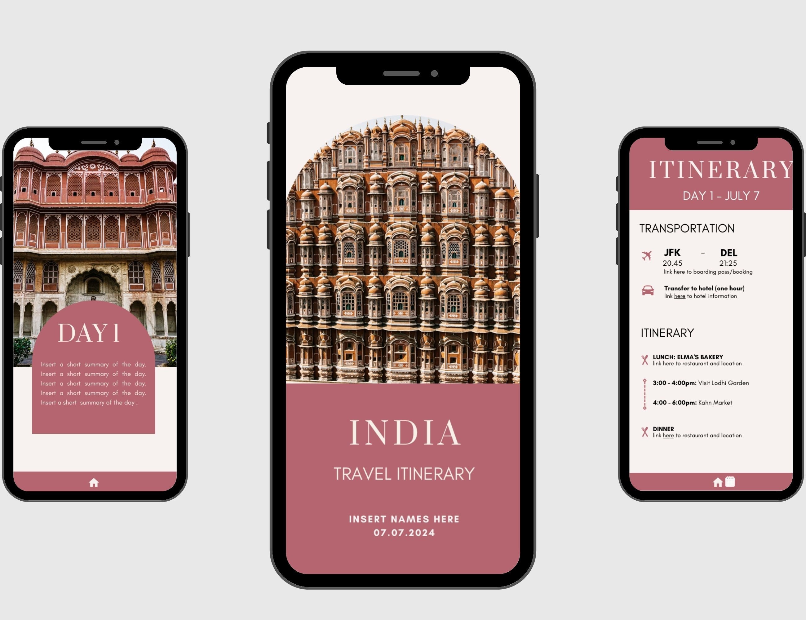 Mobile Travel Itinerary Template, Travel Planner, Digital Template ...