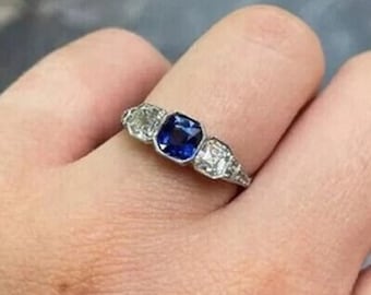 1900-10's Vintage Carat Sapphire Antique Art Deco Wedding Ring